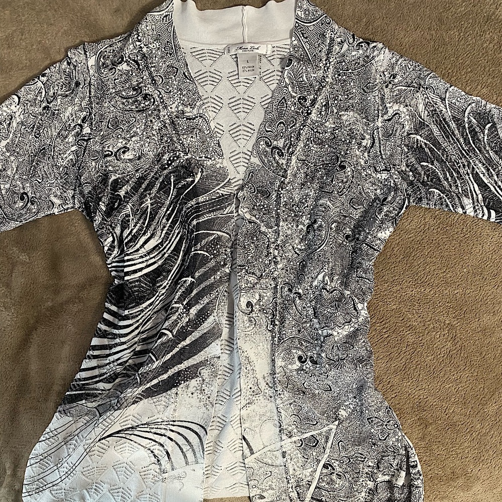 Y2K Black/White cardigan with Rimestones